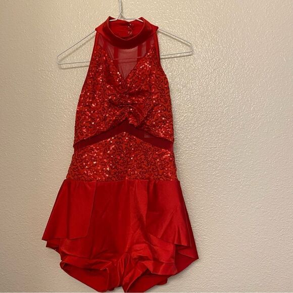 WEISSMAN Dance red sequin Costume leotard I Want Candy 11974 Child LC - Picture 2 of 10